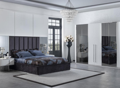 Bedroom Complete Luxury Modern Bed 2x Bedside tables Luxury Wardrobe